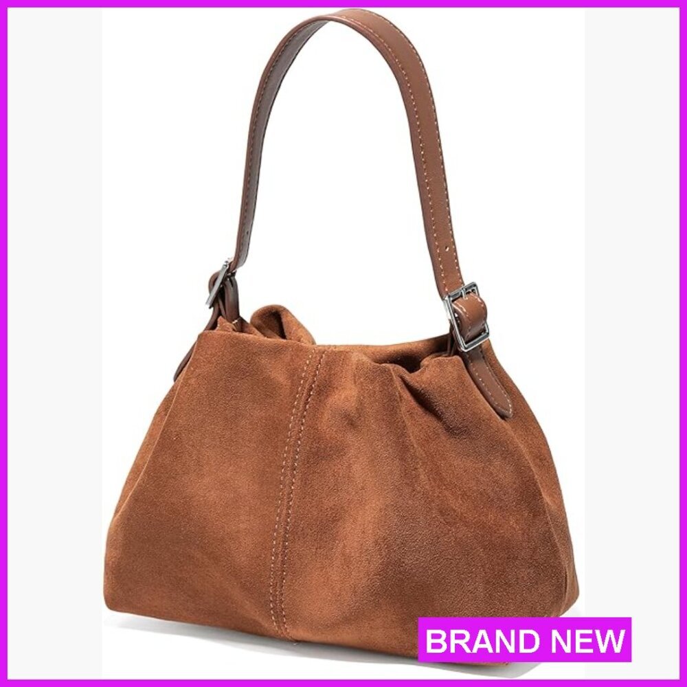Faux Suede Shoulder Bag Minimal Chic Tote Crossbody Satchel Purse